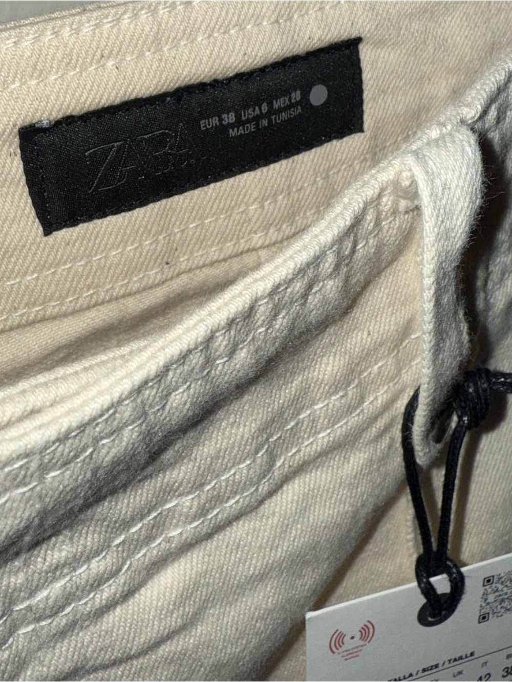 ZARA ZW COLLECTION TAILORED HIGH-WAIST WIDE LEG JEANS IN SAND - Picture 5 of 12